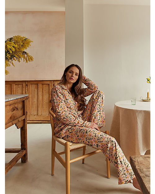 Sleepy Doe Women's Pyjamas Set - Floral Print - 100% Organic Cotton Pyjamas