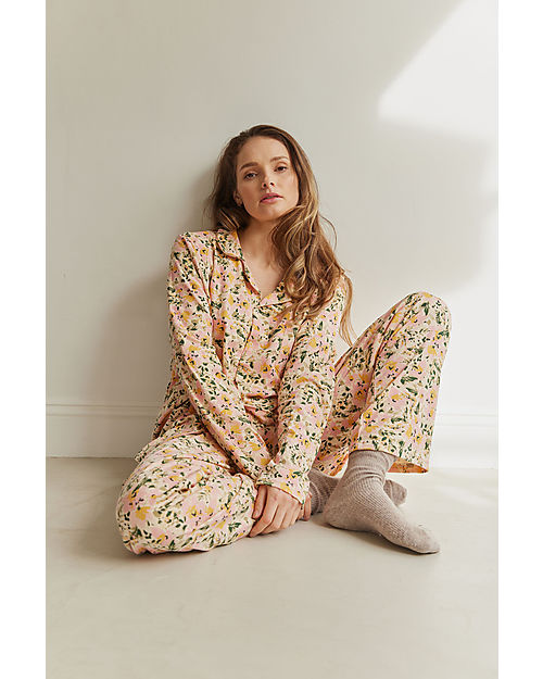 Sleepy Doe Women's Pyjamas Set - Floral Print - 100% Organic Cotton Pyjamas
