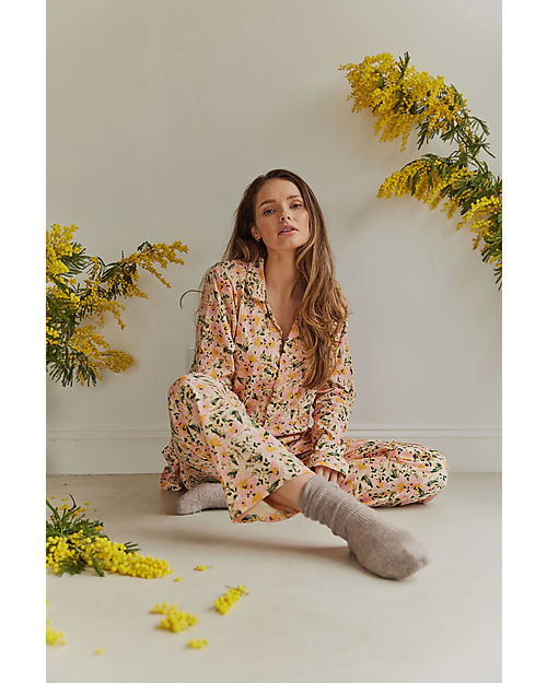 Sleepy Doe Women's Pyjamas Set - Floral Print - 100% Organic Cotton Pyjamas