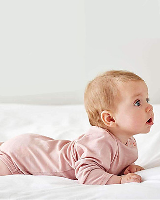 Smalls Aroha, Long Sleeved Baby Bodysuit in 100% Merino Wool, Pink Long Sleeves Bodies