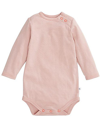 Smalls Aroha, Long Sleeved Baby Bodysuit in 100% Merino Wool, Pink Long Sleeves Bodies