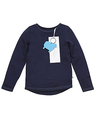 Smalls Long Sleeve Top for Boys in 100% Merino Wool, Navy Long Sleeves Tops