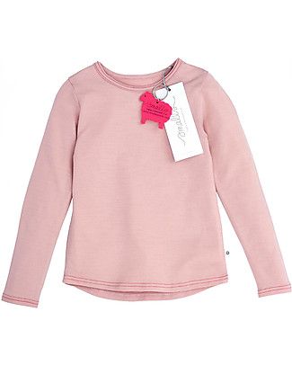 Smalls Long Sleeve Top for Girls in 100% Merino Wool, Pink Long Sleeves Tops