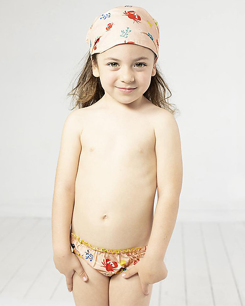 SmomLab Gathered Girl Swim Bottom - Crab - 100% organic cotton Bikinis And Tankinis