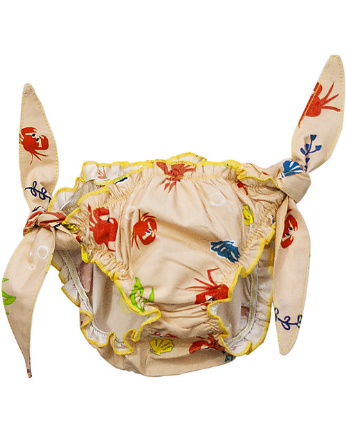 SmomLab Gathered Girl Swim Bottom - Crab - 100% organic cotton Bikinis And Tankinis