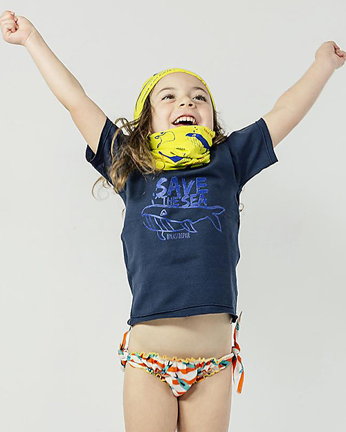 SmomLab Gathered Girl Swim Bottom - Sardine - 100% organic cotton Bikinis And Tankinis