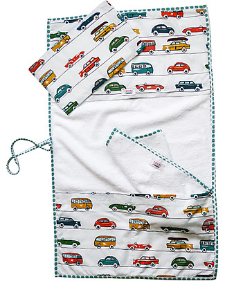 SmomLab Gin Changing Pad - Pillow and Towel Included - Cars Travel Changing Mats