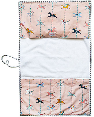 SmomLab Gin Changing Pad - Pillow and Towel Included - Horses Travel Changing Mats