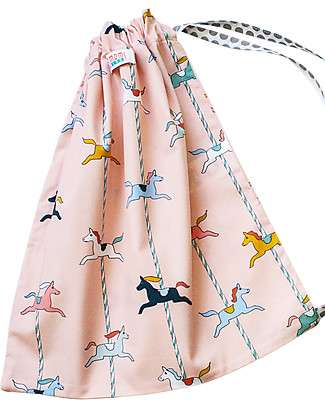 SmomLab Marco Drawstring Bag - Horses - 100% Organic Cotton Small Backpacks