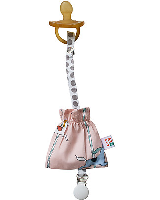 SmomLab Pippo Pacifier Clip with Holder - Horses Dummies & Soothers
