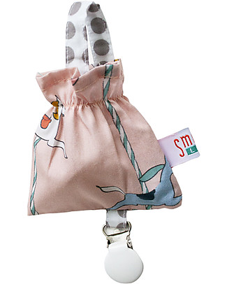 SmomLab Pippo Pacifier Clip with Holder - Horses Dummies & Soothers