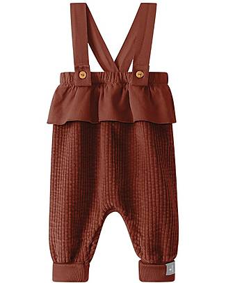 Snug Corduroy Dungarees with Ruffle - Rust - 100% Organic Cotton Dungarees