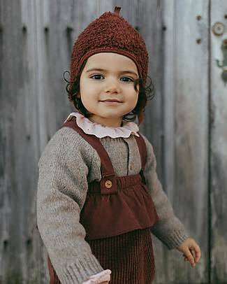 Snug Corduroy Dungarees with Ruffle - Rust - 100% Organic Cotton Dungarees