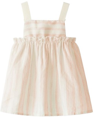 Snug Dress with Braces - Pink Stripes - Linen and Cotton Dresses_
