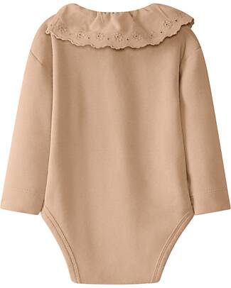 Snug Embroidered Long Sleeves Bodysuit - Nude - 100% Organic Cotton Long Sleeves Bodies