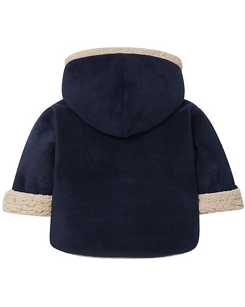 Snug Fleece Hooded Jacket - Navy Blue and Camel/Beige - made with Recycled Materials Jackets