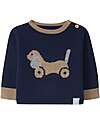 Snug Knitted Jumper with Jacquard Dog - Navy Blue - with Wool and Cashmere Jumpers
