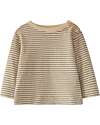 Snug Long Sleeve Shirt - Sand with Stripes - 100% Organic Cotton Long Sleeves Tops