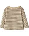 Snug Long Sleeve Shirt - Sand with Stripes - 100% Organic Cotton Long Sleeves Tops