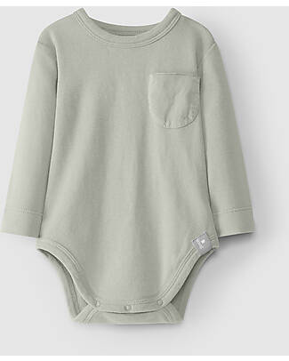 Snug Long Sleeves Bodysuit - Mint Blue - 100% Organic Cotton - with Lateral Pocket Long Sleeves Bodies
