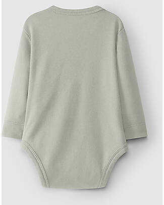 Snug Long Sleeves Bodysuit - Mint Blue - 100% Organic Cotton - with Lateral Pocket Long Sleeves Bodies
