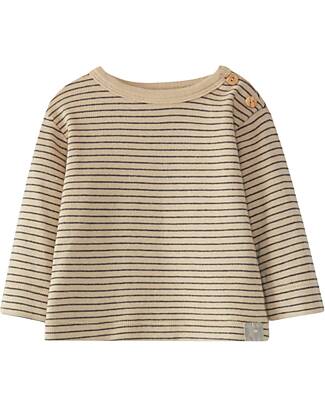 Snug Long Sleeves Sweater - Sand with Stripes - 100% Organic Cotton Jumpers