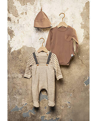 Snug Long Sleeves Sweater - Sand with Stripes - 100% Organic Cotton Jumpers