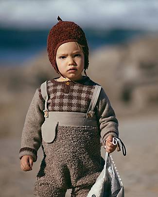 Snug Organic Cotton Fur Dungarees - Dark Beige Dungarees