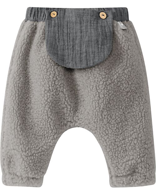 Snug Pants in Cotton Fur - Grey - 100% Cotton Muslin Lining - Removable Pocket Trousers