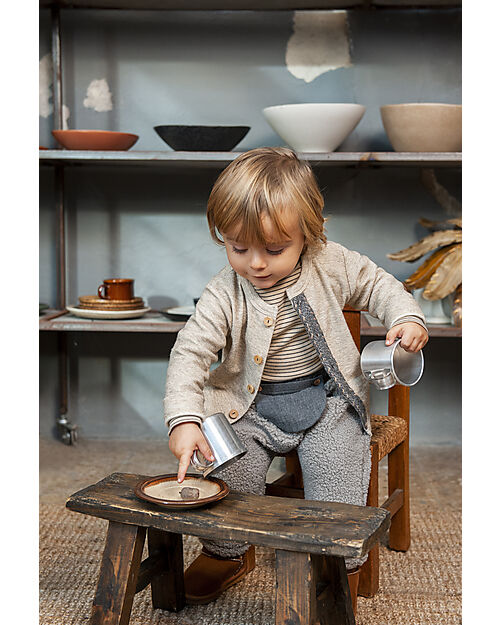 Snug Pants in Cotton Fur - Grey - 100% Cotton Muslin Lining - Removable Pocket Trousers