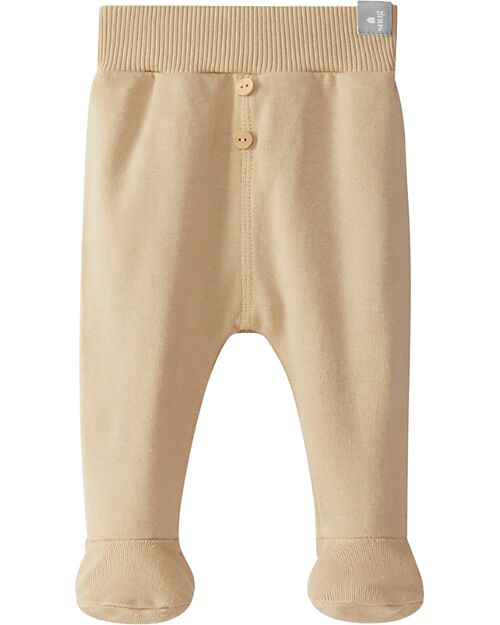 Snug Plain pants with feet - Sand - 100% Organic Cotton Trousers
