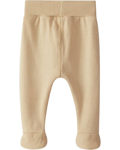 Snug Plain pants with feet - Sand - 100% Organic Cotton Trousers