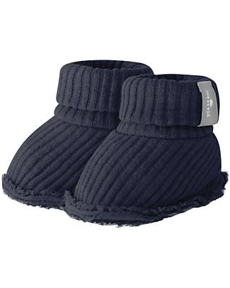 Snug Ribbed Jersey Booties and Hat Set - Navy Blue - Organic Cotton Newborn Hats