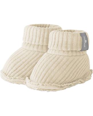 Snug Ribbed Jersey Booties and Hat Set - Sand - Organic Cotton Newborn Hats
