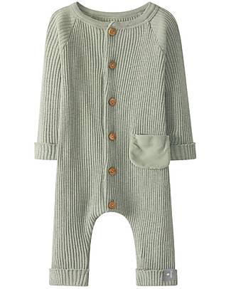 Snug Ribbed Jersey Romper - Olive Green - Organic Cotton Babygrows