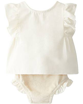 Snug Set Blouse and Shorts Ruffles - Natural - Organic Cotton Sets And Co-Ords