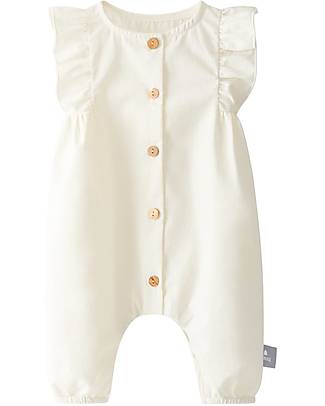 Snug Short-Sleeved Jumpsuit Ruffles - Natural - Organic Cotton Babygrows