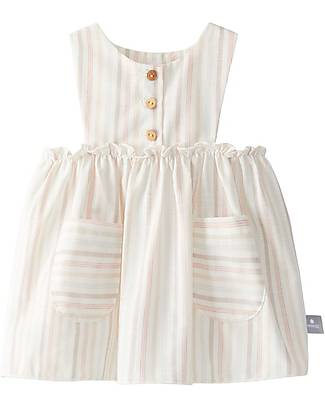 Snug Sleeveless Dress - White - Peach Colored Stripes - Organic Cotton Dresses_