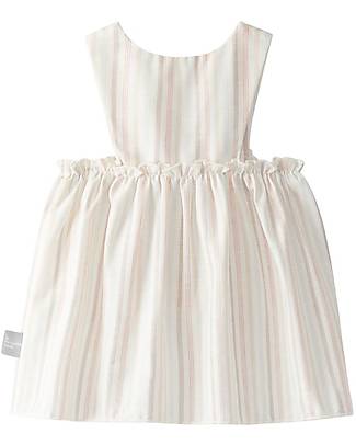 Snug Sleeveless Dress - White - Peach Colored Stripes - Organic Cotton Dresses_