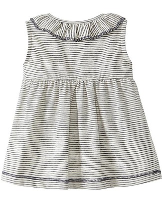 Snug Sleeveless Dress with Collar - Navy Stripes - 100% Cotton Dresses_