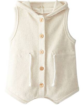 Snug Sleeveless Onesie with Hood - Natural - Cotton and Linen Short Rompers