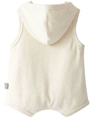 Snug Sleeveless Onesie with Hood - Natural - Cotton and Linen Short Rompers