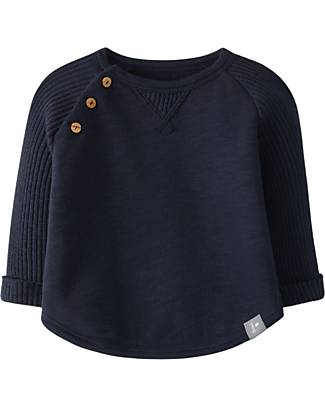 Snug Sweater with Jersey Sleeves - Navy Blue - 100% Organic Cotton Jumpers