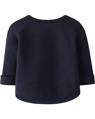 Snug Sweater with Jersey Sleeves - Navy Blue - 100% Organic Cotton Jumpers