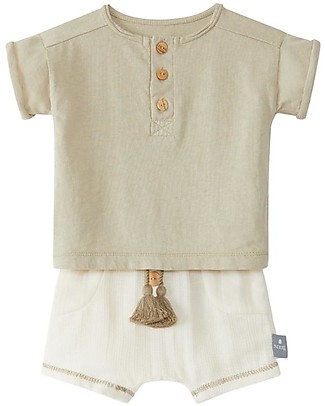 Snug T-Shirt + Shorts Kit - Kaki - 100% Cotton Sets And Co-Ords