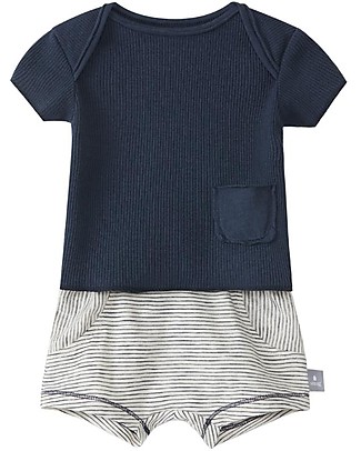 Snug T-Shirt + Shorts Kit - Navy Stripes - 100% Cotton Sets And Co-Ords
