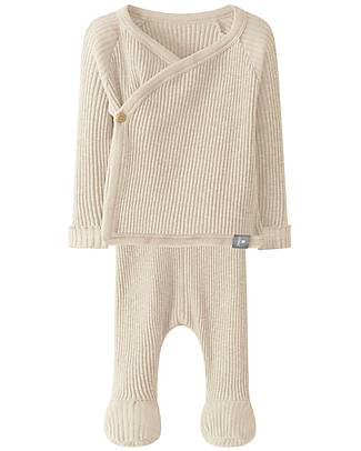 Snug Two-piece Ribbed Jersey Set - Sand - Organic Cotton Sets And Co-Ords