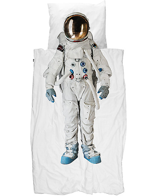 Snurk Bedding Set Duvet Cover and Pillowcase, Astronaut - Single Bed 140 x 200/220 cm - 100% Cotton Duvet Sets