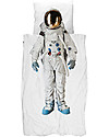 Snurk Bedding Set Duvet Cover and Pillowcase, Astronaut - Single Bed 140 x 200/220 cm - 100% Cotton Duvet Sets