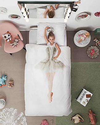 Snurk Bedding Set Duvet Cover and Pillowcase, Ballerina - Single Bed 140 x 200/220 cm - 100% Cotton null